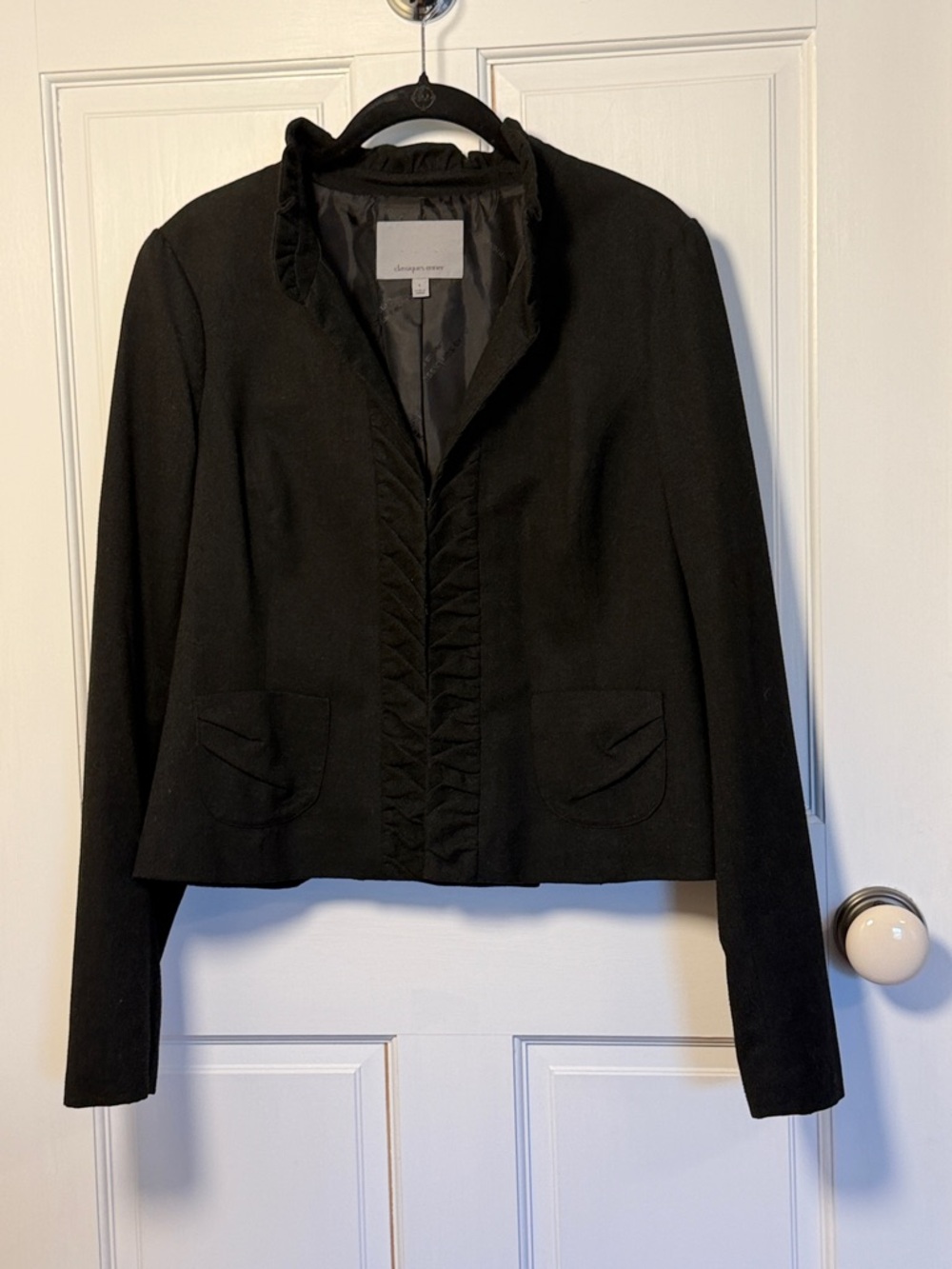 Nordstrom Brand Classiques Entier Black Ruffle-Trim Blazer